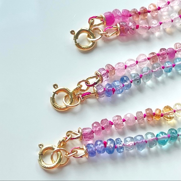 🥳Host pick🥳: Pastel stone necklace with 14kt solid gold sailor clasps necklace - Picture 5 of 8